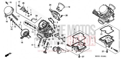 CARBURATEUR (PIECES CONSTITUTIVES) CB500S2 de 2002